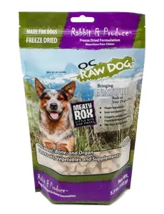 5.5 oz. OC Raw Freeze Dried Rabbit & Produce Meety Rox - Health/First Aid